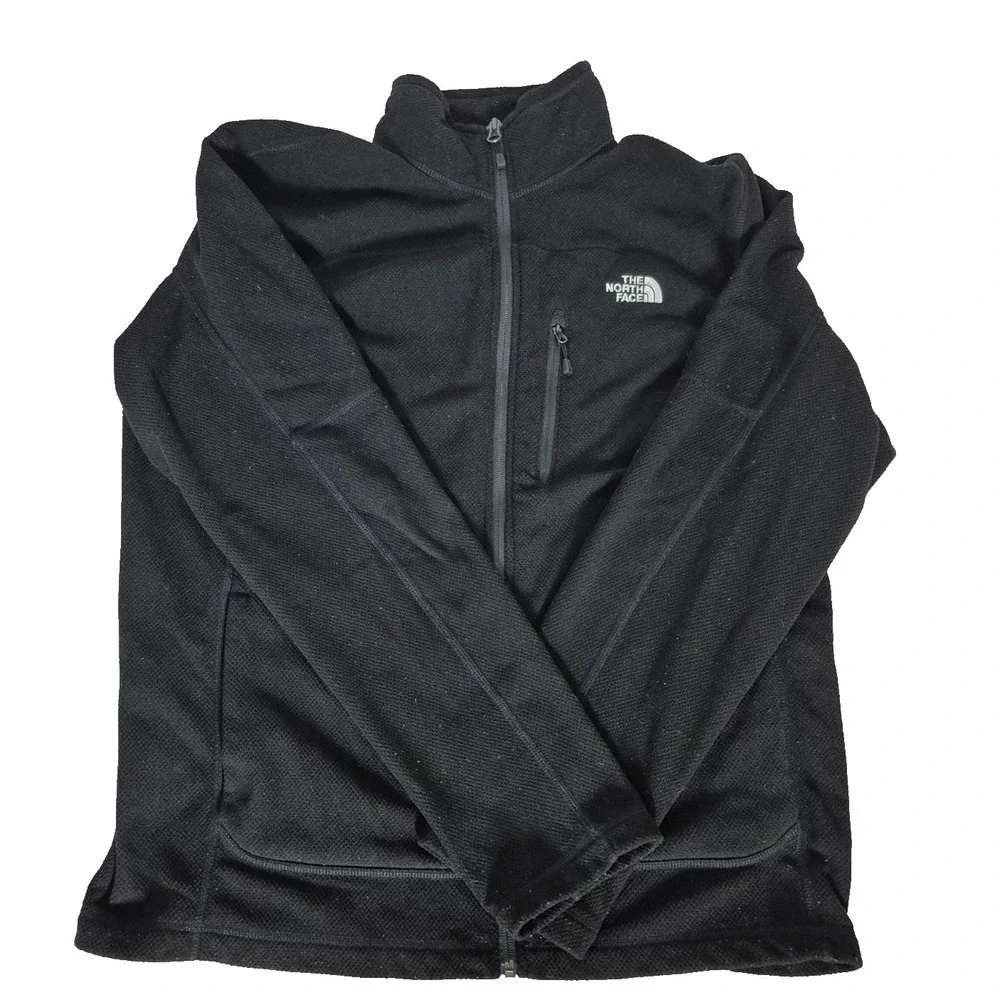 The North Face Fleece Jacket Mens L Black TNF Performance Long Sleeve Full Zip‎
